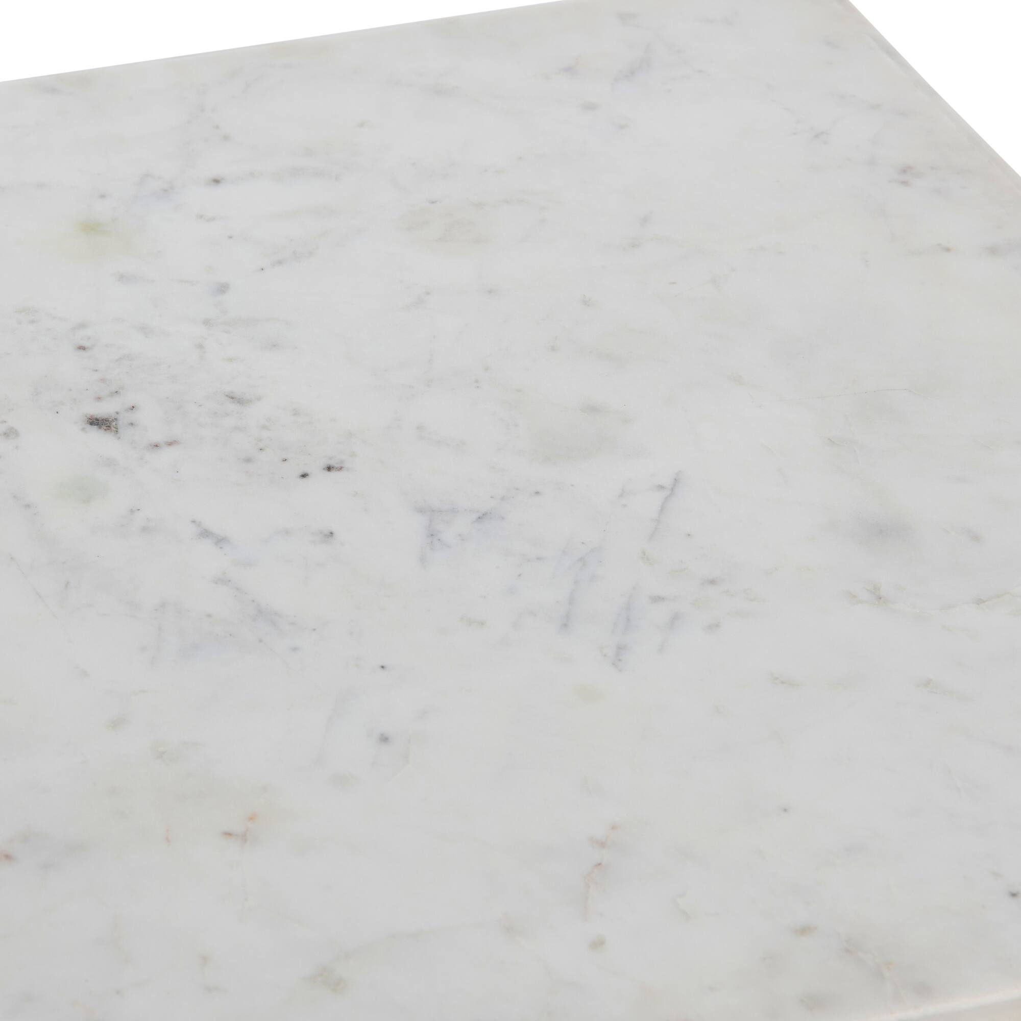 Hello Honey® 25" Libertine Genuine Marble and Metal End Table with Glass Storage Shelf